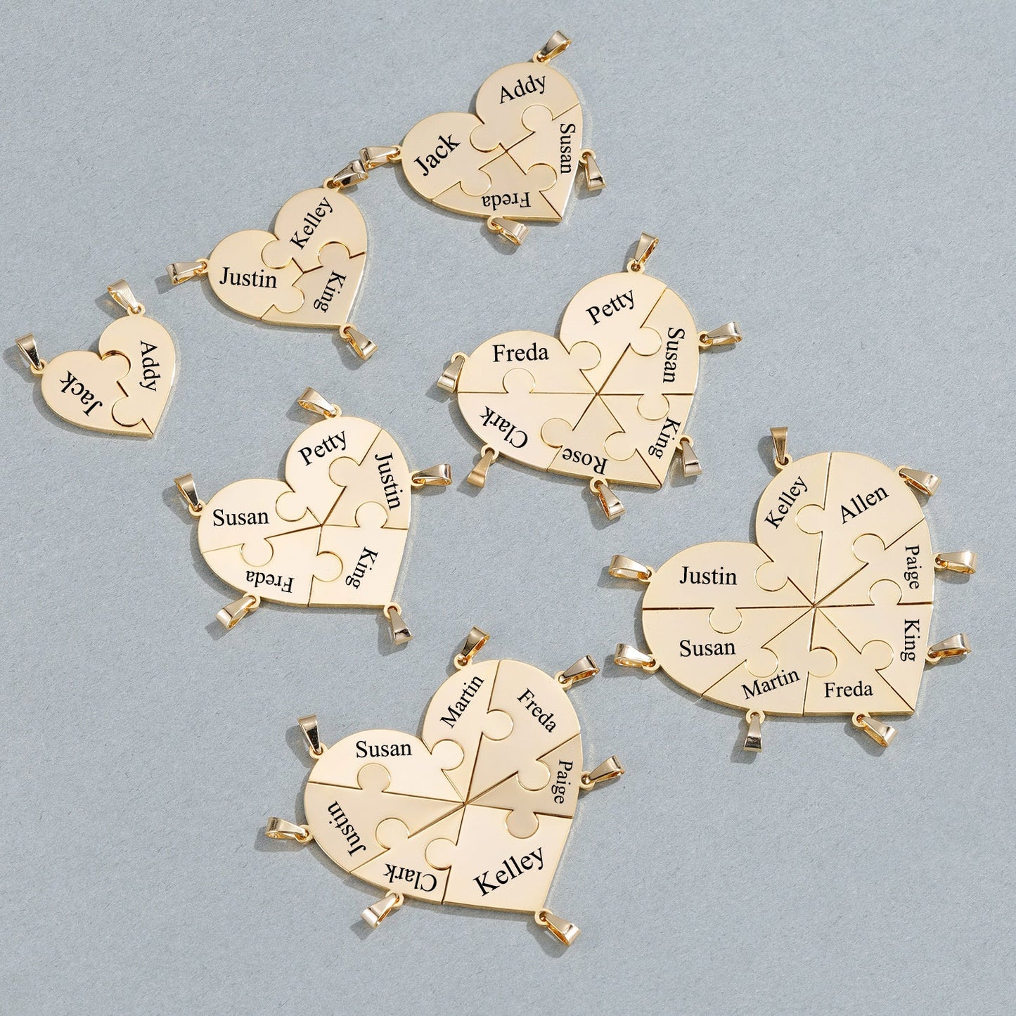 2 to 8 Friend Group Custom Engraved Name Necklaces