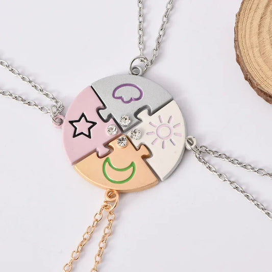 4 Best Friends Sun Moon Star and Cloud Necklace