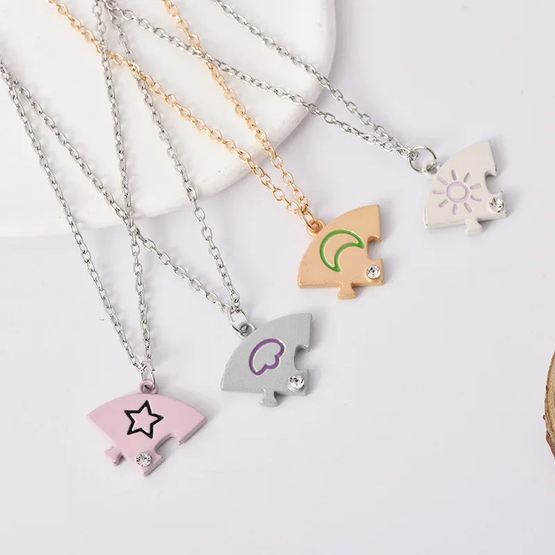 4 Best Friends Sun Moon Star and Cloud Necklace
