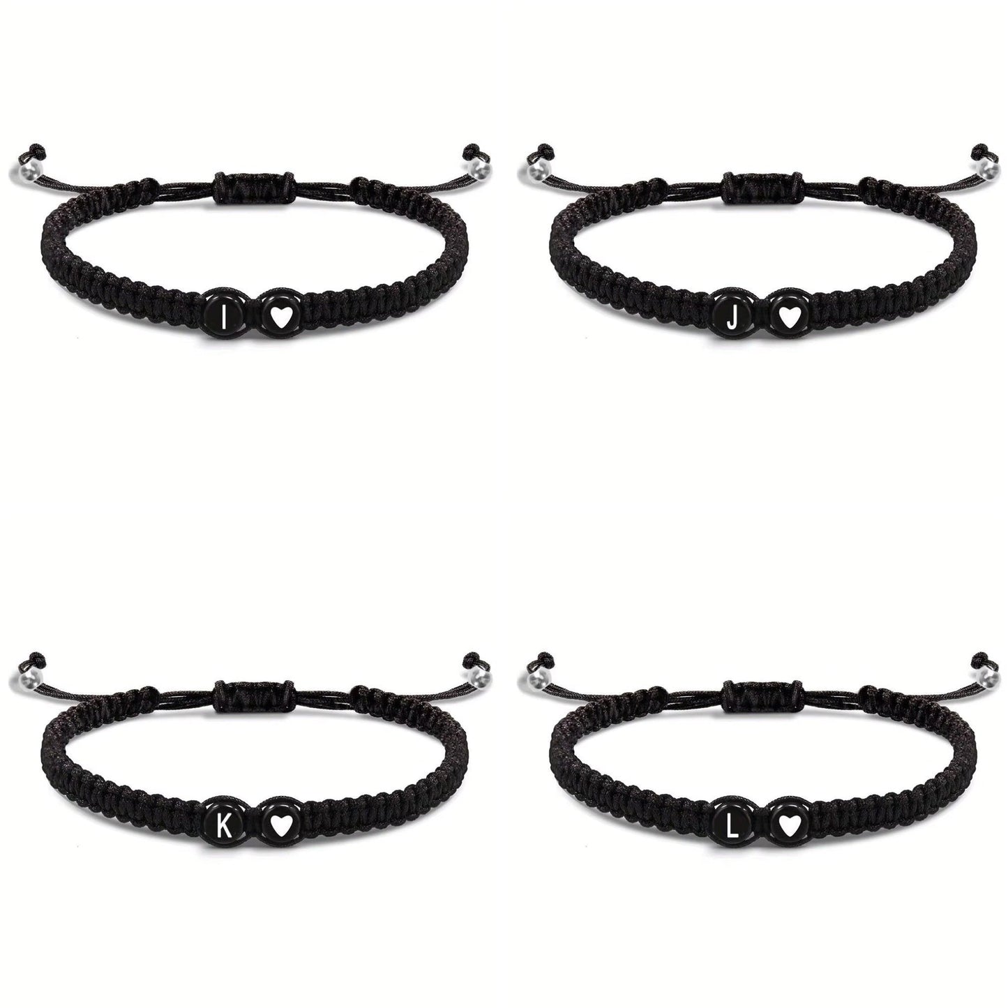 Initial Heart Couple String Bracelet