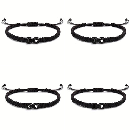 Initial Heart Couple String Bracelet