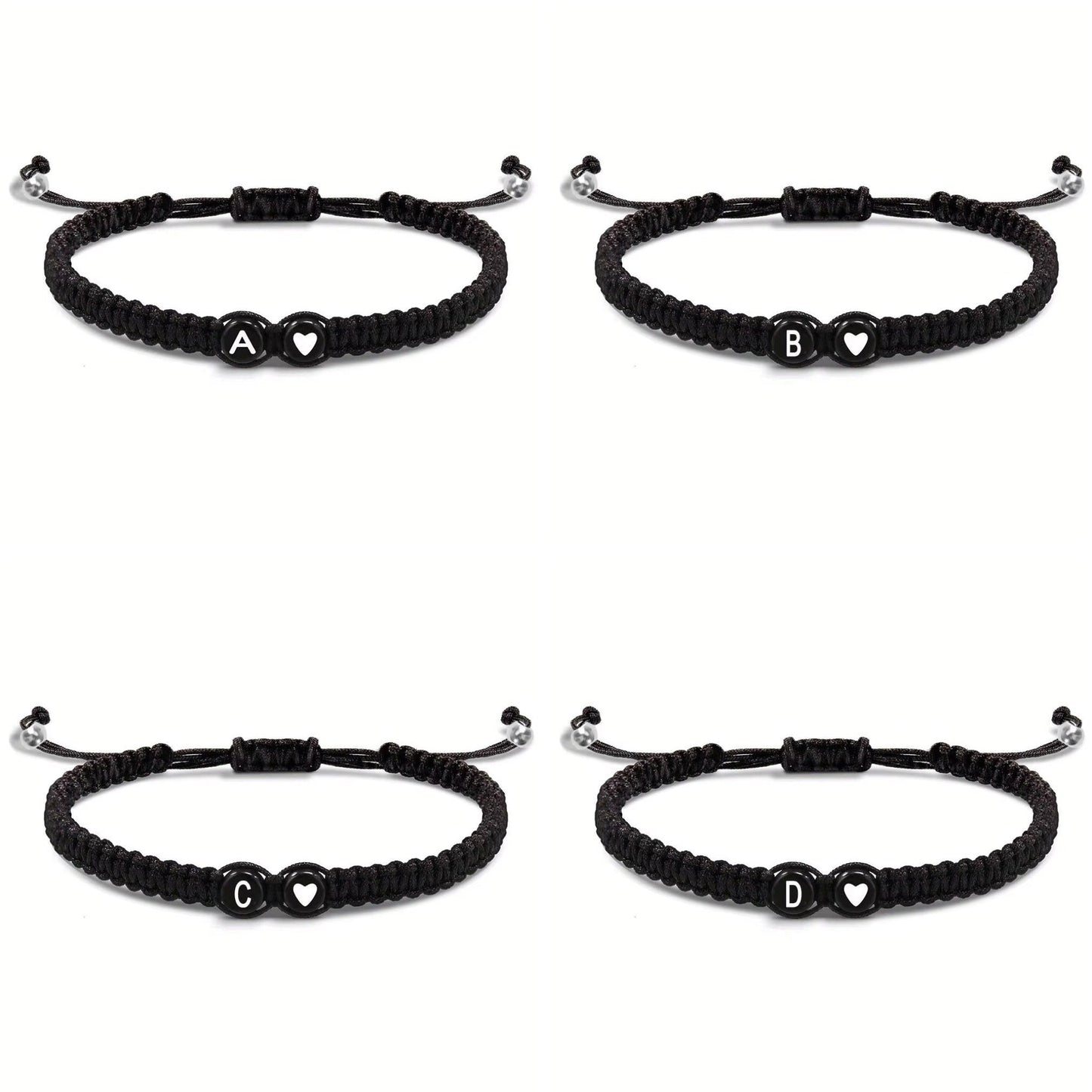 Initial Heart Couple String Bracelet
