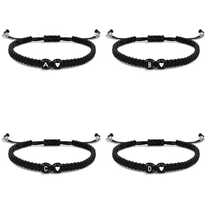 Initial Heart Couple String Bracelet