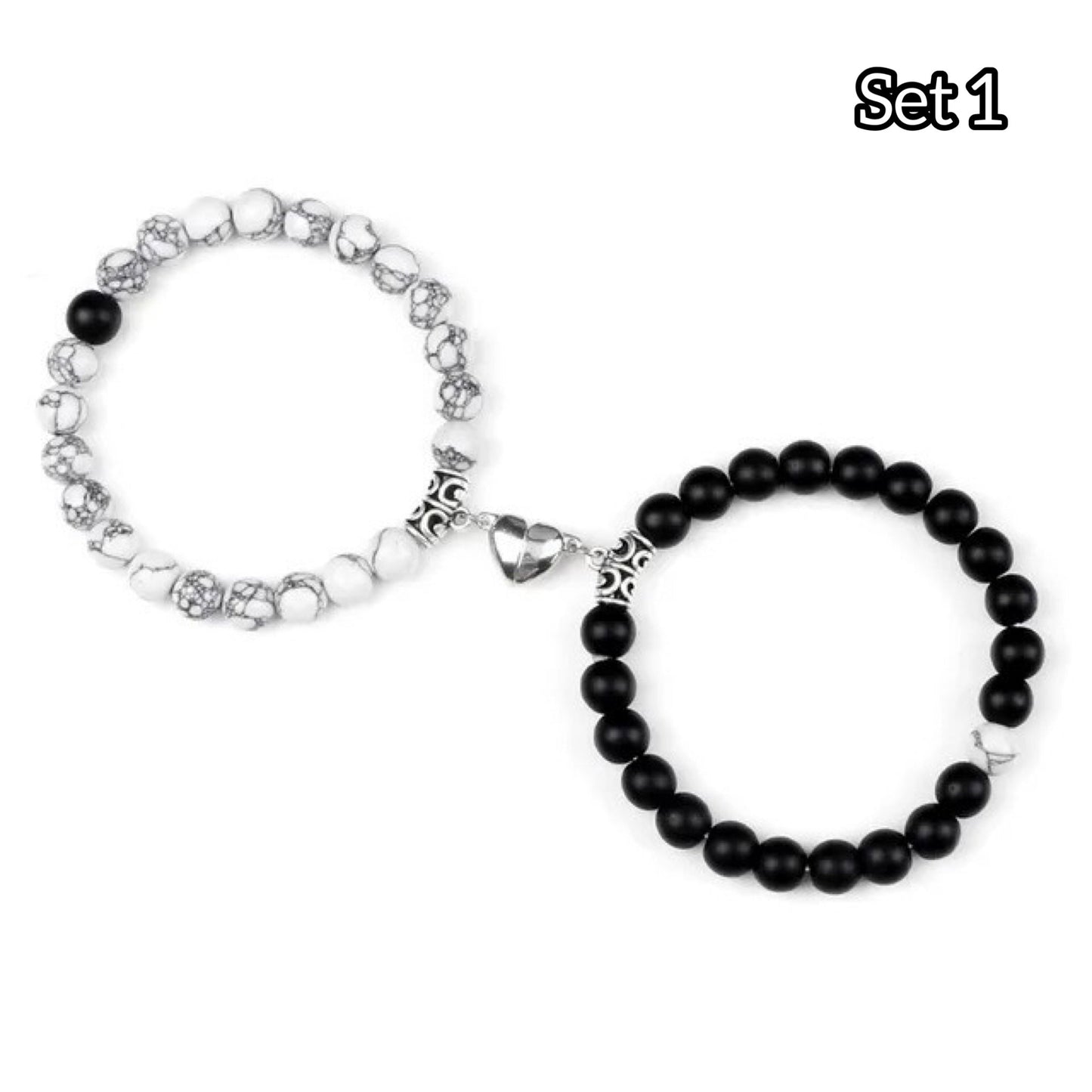 Natural Beads BFF Heart Bracelet