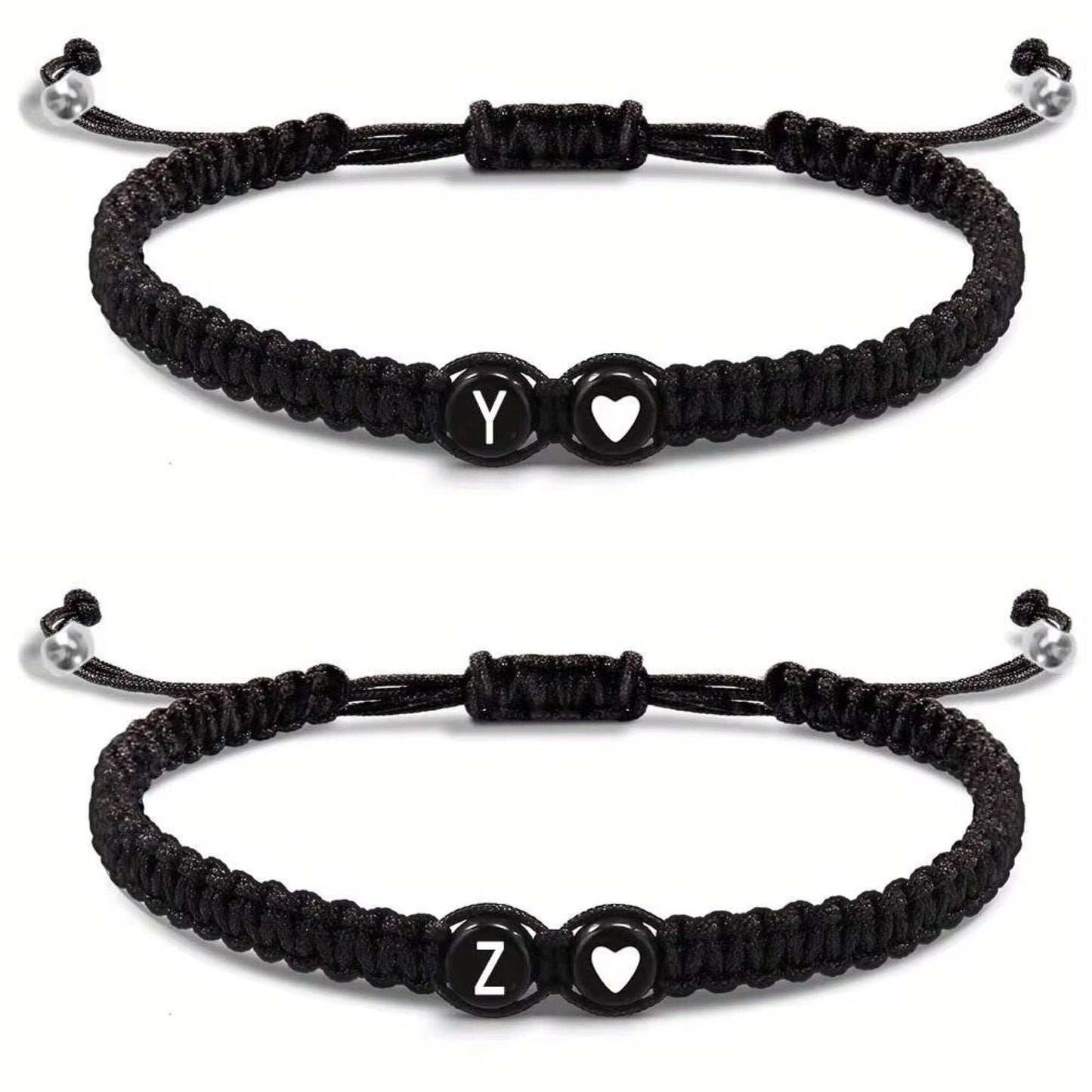 Initial Heart Couple String Bracelet