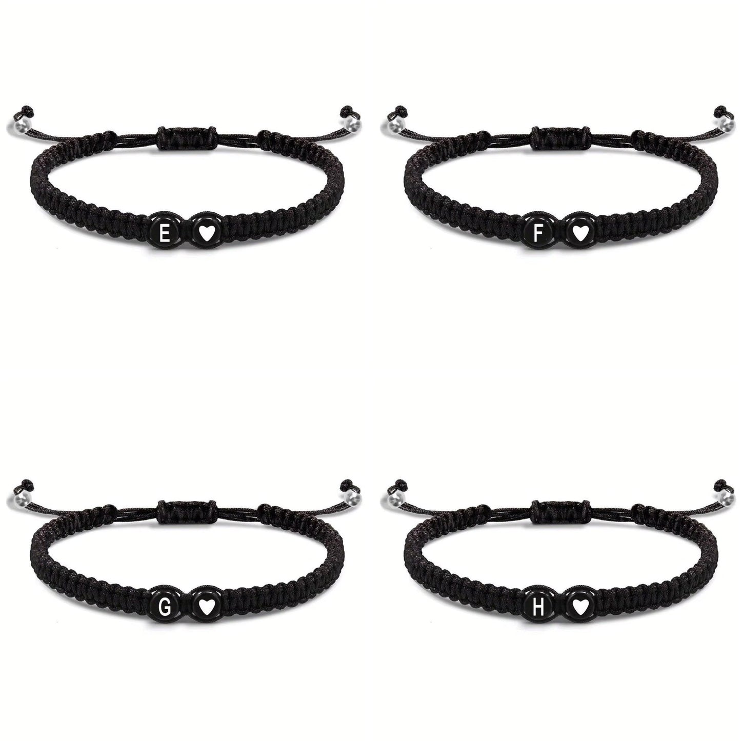 Initial Heart Couple String Bracelet