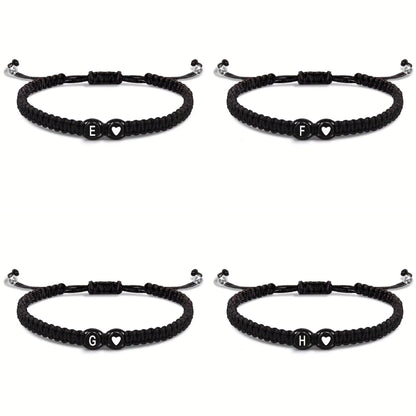 Initial Heart Couple String Bracelet