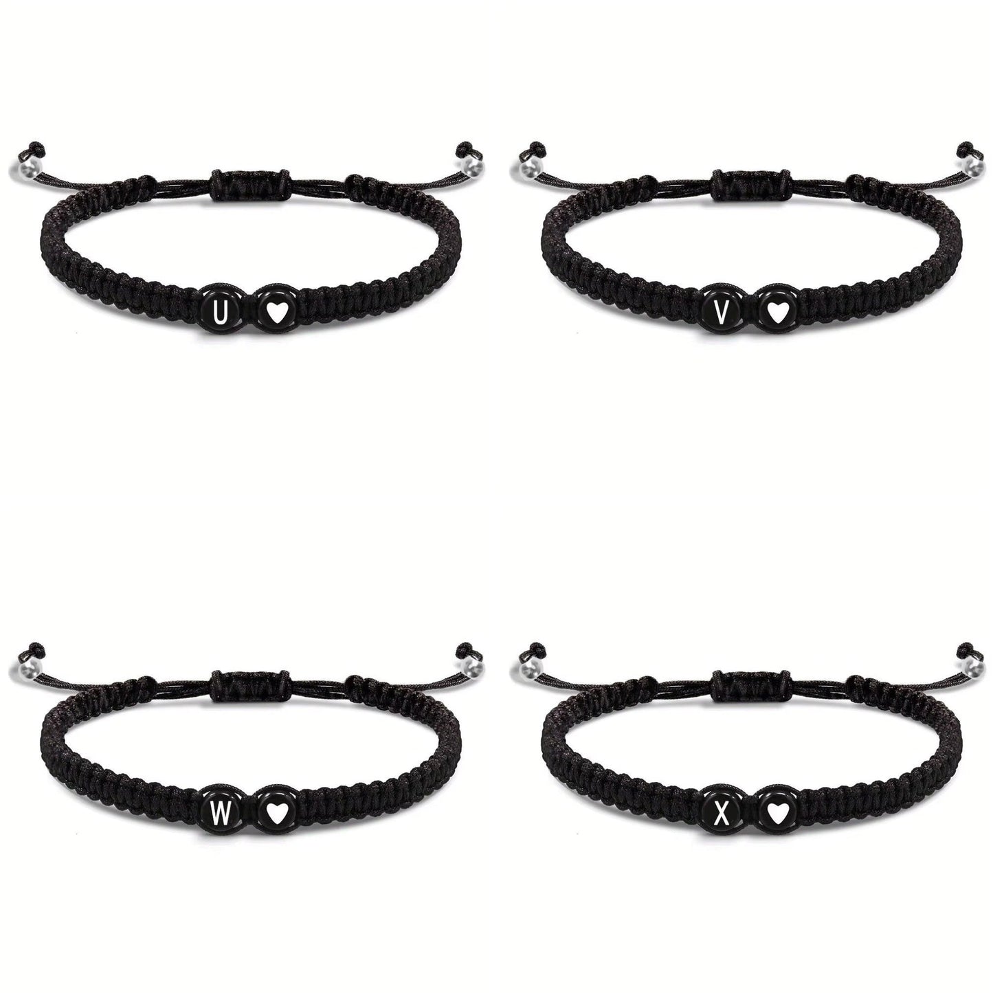 Initial Heart Couple String Bracelet