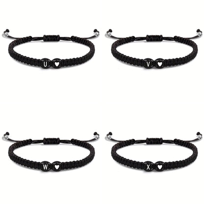 Initial Heart Couple String Bracelet