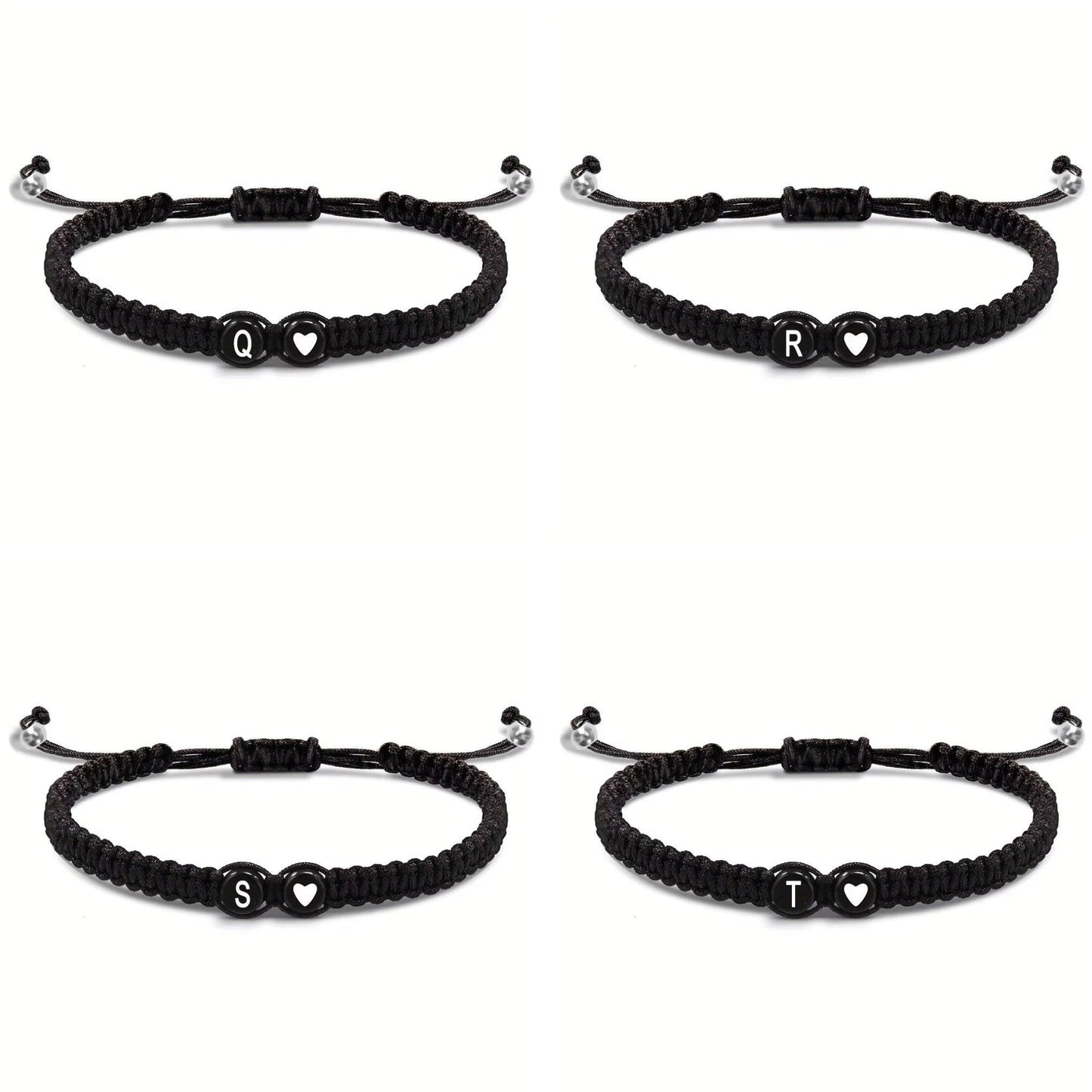 Initial Heart Couple String Bracelet