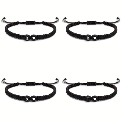 Initial Heart Couple String Bracelet