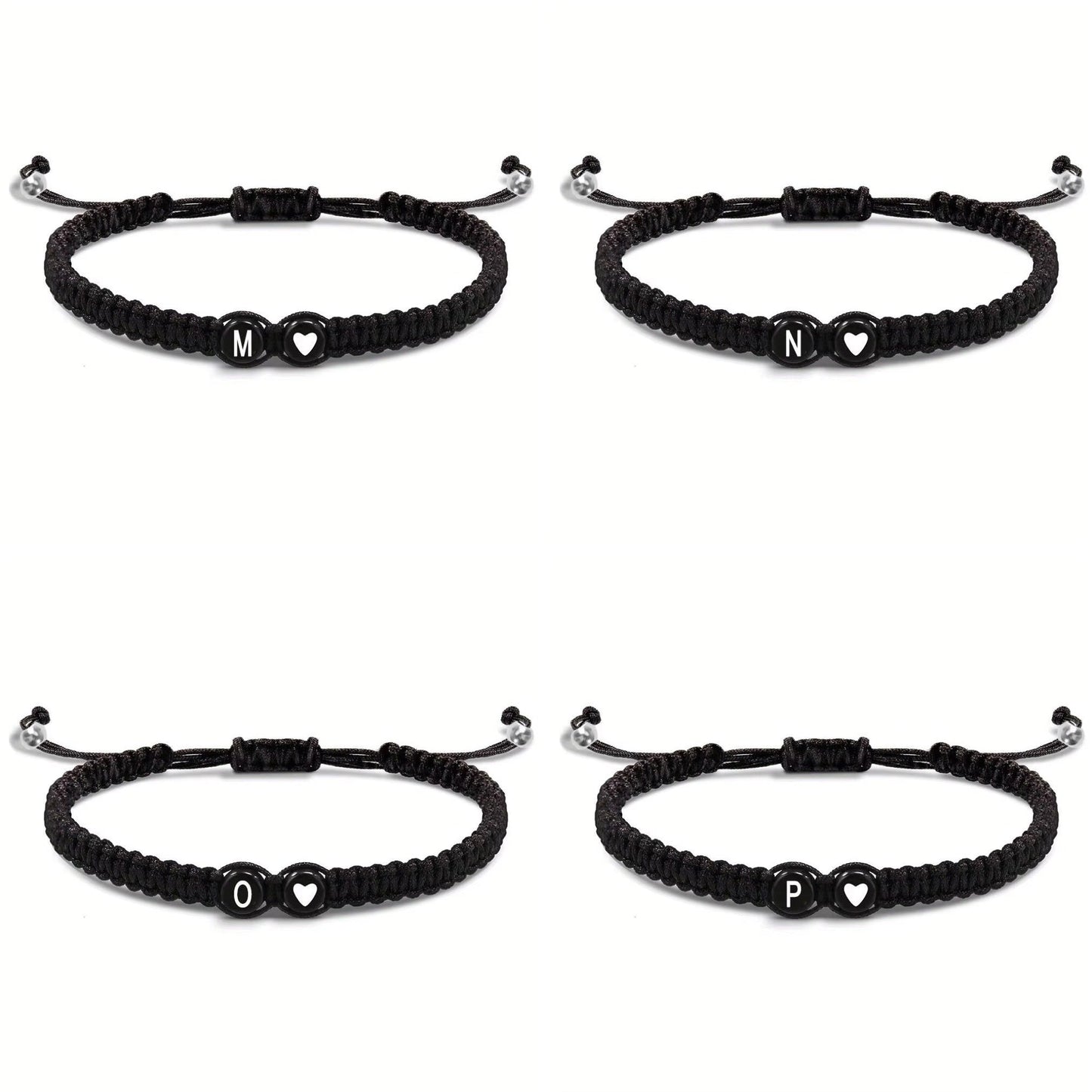 Initial Heart Couple String Bracelet