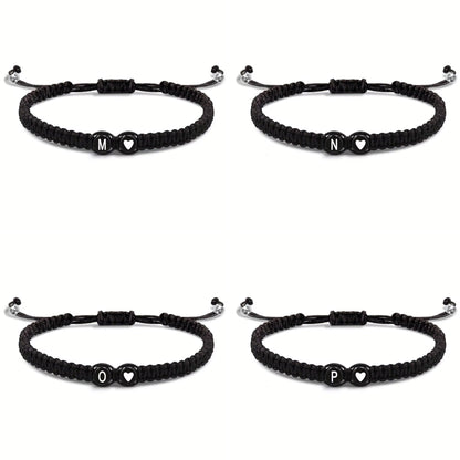 Initial Heart Couple String Bracelet