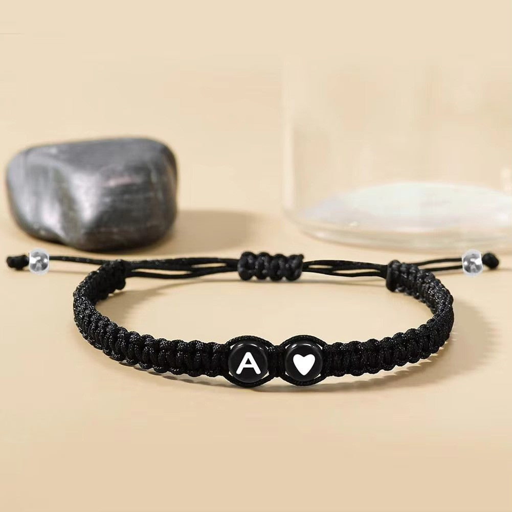 Initial Heart Couple String Bracelet