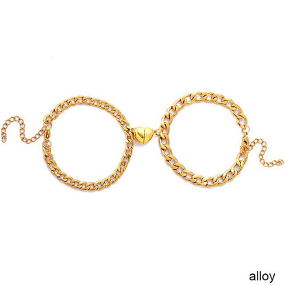 Steel Bond Heart Couple Bracelet