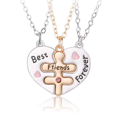 Best Friends Forever Puzzle Heart Necklace for 3