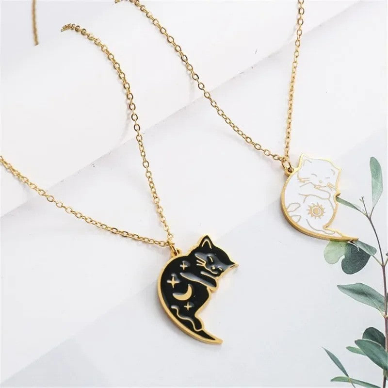 Cat Hug Best Friend Necklace
