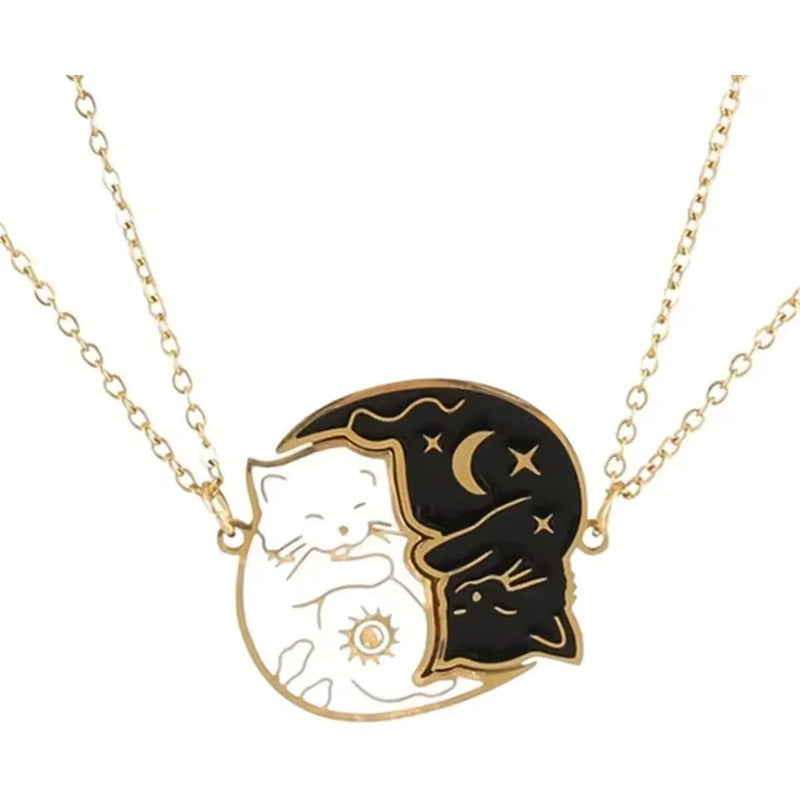 Cat Hug Best Friend Necklace